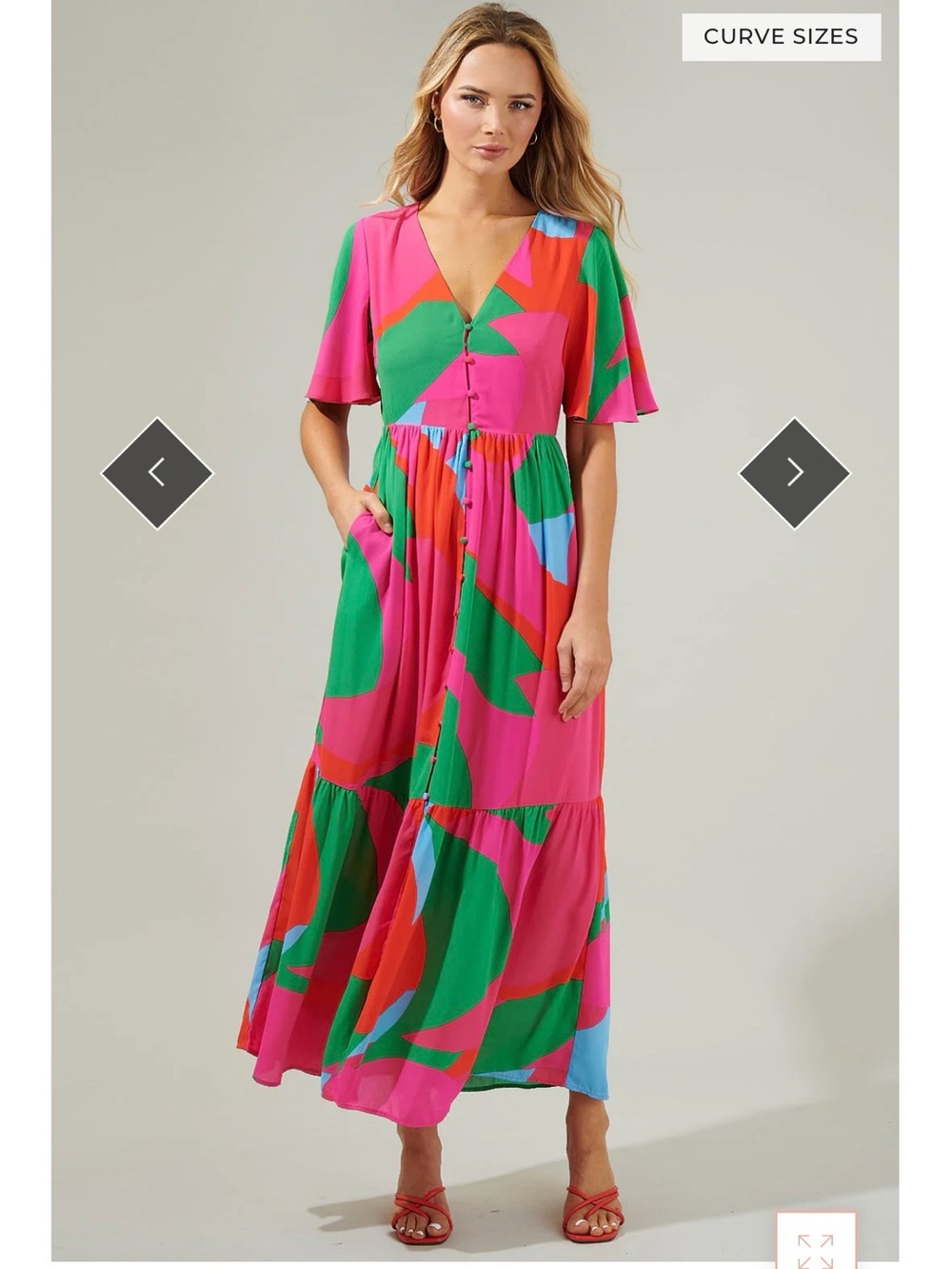 Sugarlips Milton Abstract Pismo Button Down Flutter Maxi Dress